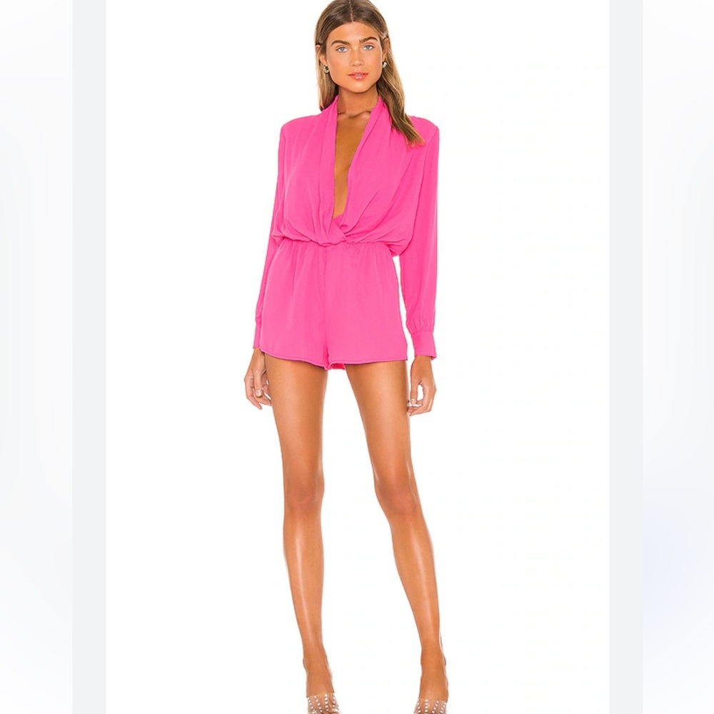Superdown Vibrant Pink Kaycie drape neck romper S